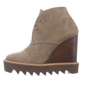 Stella McCartney Leana Lace-Up Ankle Wedge Boots 7